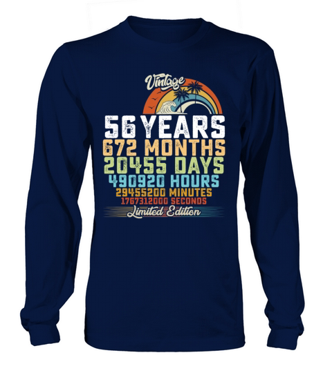56th Birthday 56 Years Hours Month Vintage Long sleeved Unisex