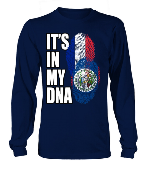 Belizean And French Mix Heritage DNA Flag Long sleeved Unisex