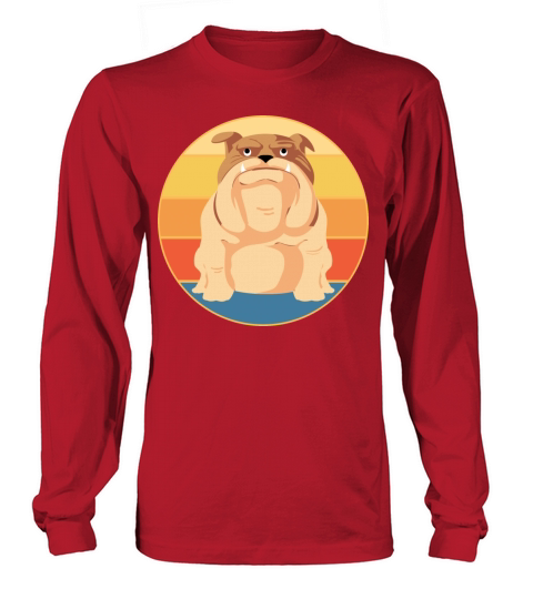 Bulldog Dog Breed Vintage Retro Sunset Long sleeved Unisex