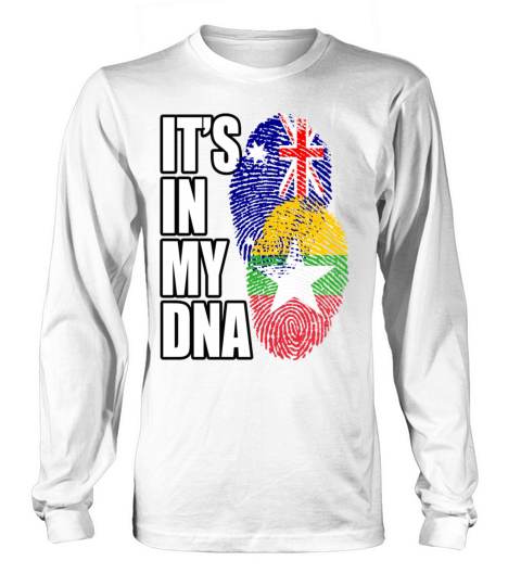 Burmese And Australian Mix Heritage DNA Flag Long sleeved Unisex