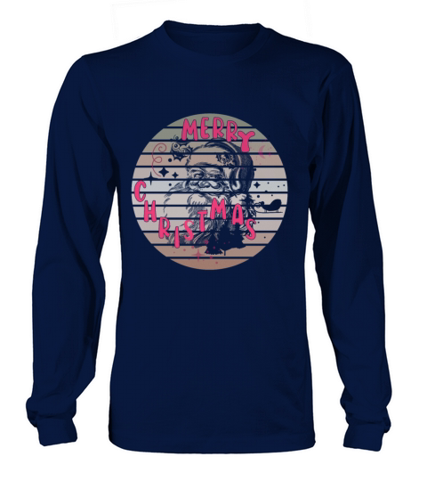 Merry Christmas groovy retro vintage pink Santa C Long sleeved Unisex