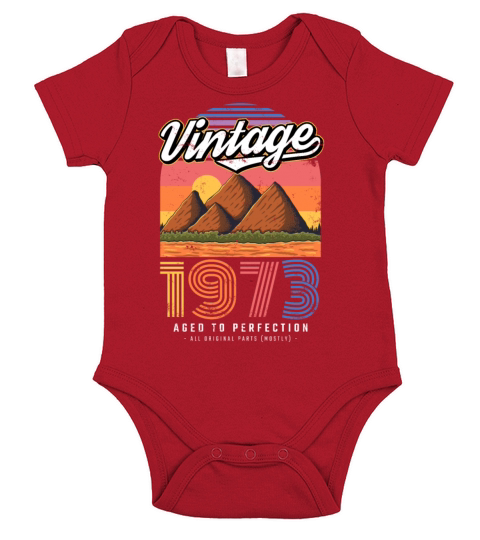 1973 Vintage born in Retro age Birthday gift idea Short Sleeve Baby One-Piece