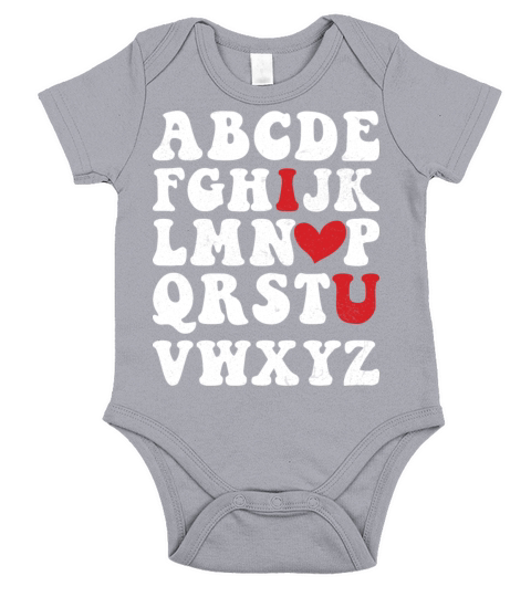 Alphabet ABC I Love You Valentines Day Gift Short Sleeve Baby One-Piece