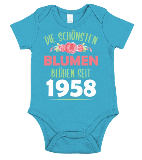 Born In 1958 Flowers Saying Birthday Gift Short Sleeve Baby One-Piece