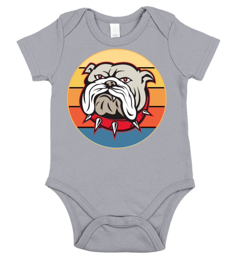 Bulldog Dog Breed Vintage Retro Sunset Short Sleeve Baby One-Piece