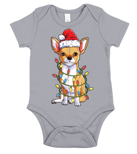 Chihuahua Santa Christmas Tree Lights Xmas Boys Do Short Sleeve Baby One-Piece