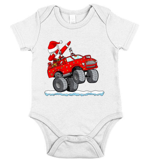 Merry Christmas Christmas Dabbing Santa Claus Monster Truck Boys K Short Sleeve Baby One-Piece