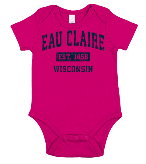 Eau Claire Wisconsin Wi Vintage Sports Design Navy Short Sleeve Baby One-Piece