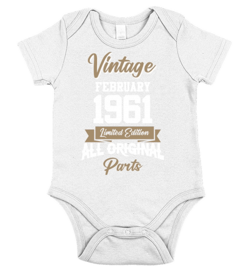 February 1961 Vintage Birthday Present Short Sleeve Baby One-Piece