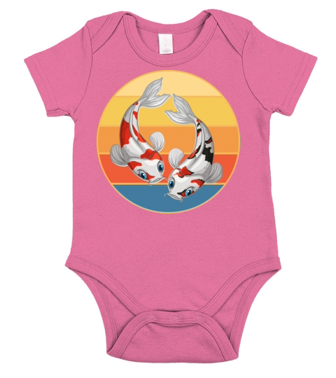 Japanese Koi Fish Vintage Retro Sunset Short Sleeve Baby One-Piece