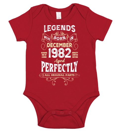 Legends Were Born In December 1982 Birthday Short Sleeve Baby One-Piece