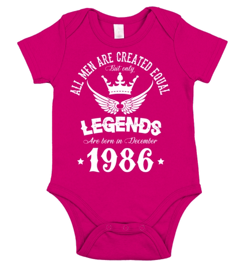 Legends Were Born In December 1986 Birthday Short Sleeve Baby One-Piece