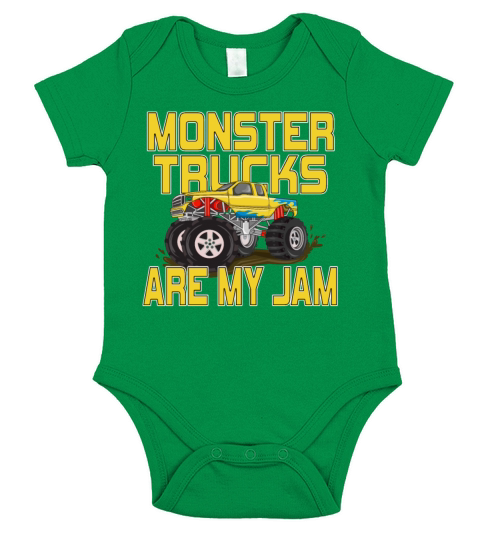 Monster Trucks Are My Jam Vintage Retro Short Sleeve Baby One-Piece