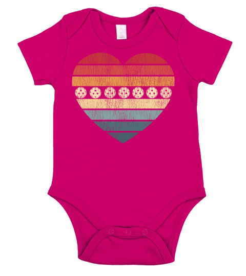 Pickleball Heart Retro Vintage Short Sleeve Baby One-Piece