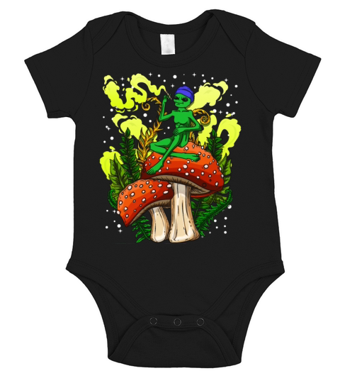 Psycadellic Magic Mushroom Alien LSD Acid Trip Short Sleeve Baby One-Piece