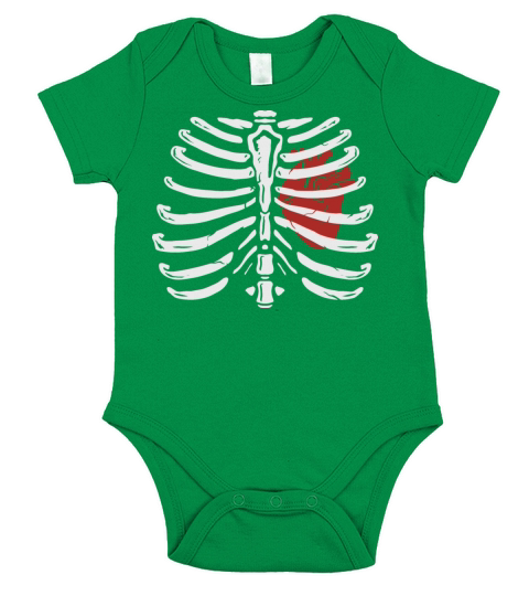 Skeleton Heart Rib Cage X-Ray Funny Halloween Short Sleeve Baby One-Piece