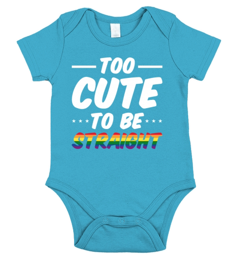 Too Cute To Be Straight LGBT Gay Pride Rainbow Fla Short Sleeve Baby One-Piece