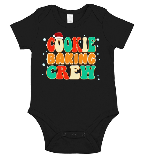 Vintage Color Christmas Cookie Baking Crew Short Sleeve Baby One-Piece