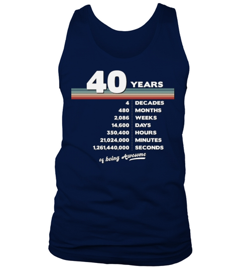 40th Birthday Vintage 40 Years Old Retro 480 Tank Top Unisex