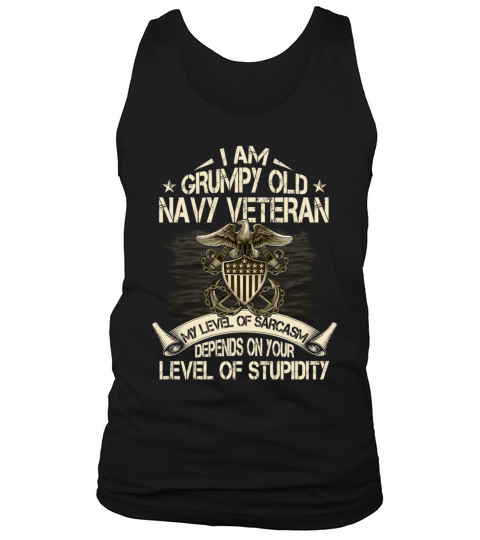 Im A Grumpy Old Navy Veteran Level Of Sarcasm Tank Top Unisex