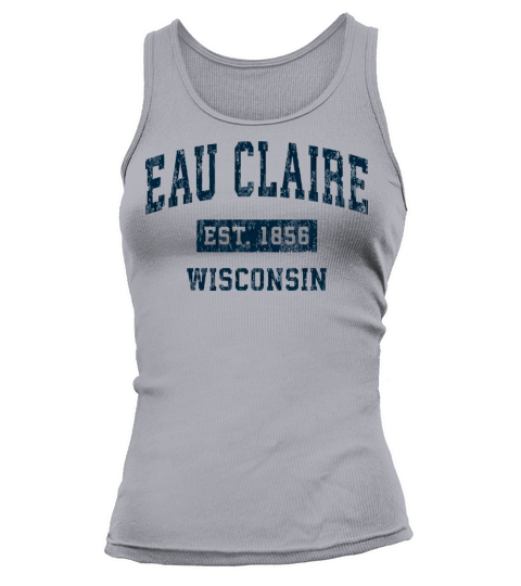 Eau Claire Wisconsin Wi Vintage Sports Design Navy Tank top Woman