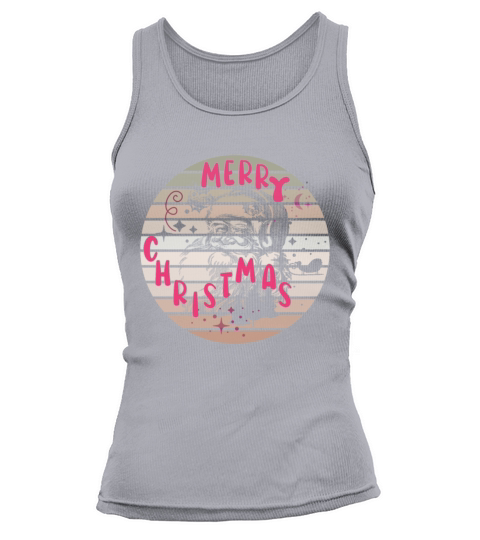 Merry Christmas groovy retro vintage pink Santa C Tank top Woman
