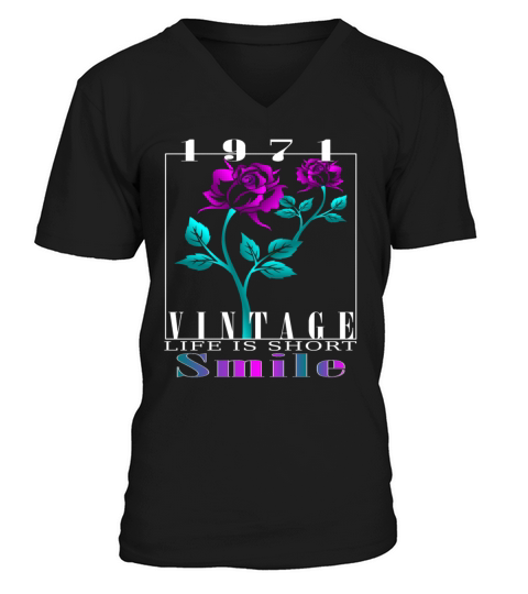 1971 Born Vintage Rose Gift V-Neck T-shirt