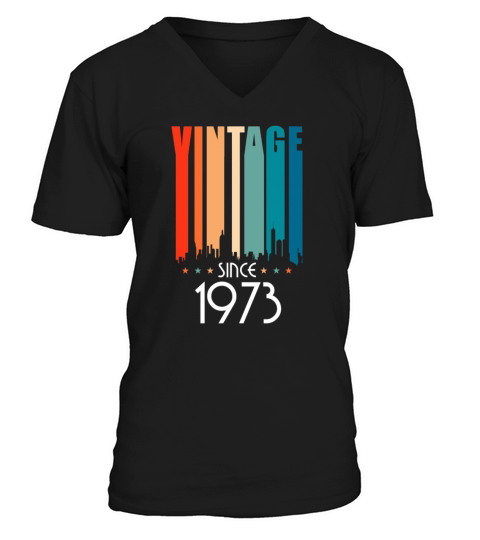 1973 Vintage born in Retro age Birthday gift idea V-Neck T-shirt