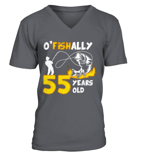 55th Birthday Fishing 1978 Vintage Fisherman Angle V-Neck T-shirt