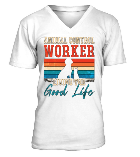 Animal Officer Animal Control Worker Retro Catcher V-Neck T-shirt
