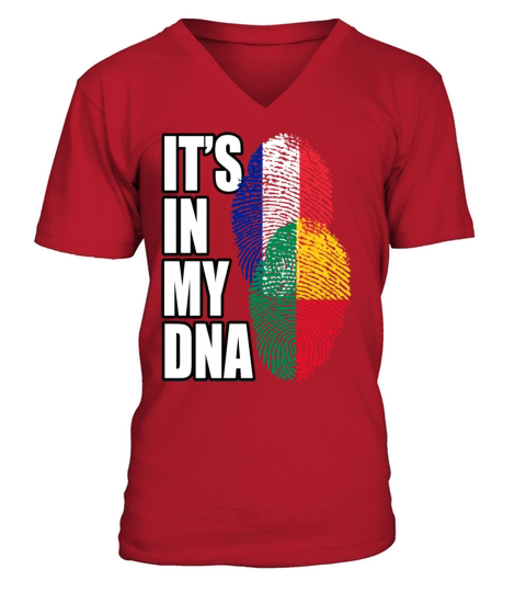 Beninese And French Mix Heritage DNA Flag V-Neck T-shirt