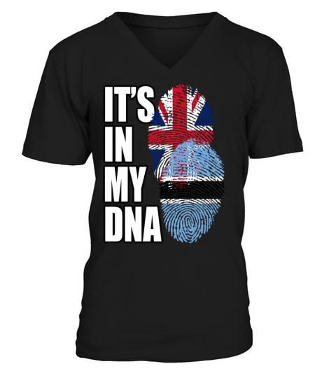 Botswana And British Mix Heritage DNA Flag V-Neck T-shirt