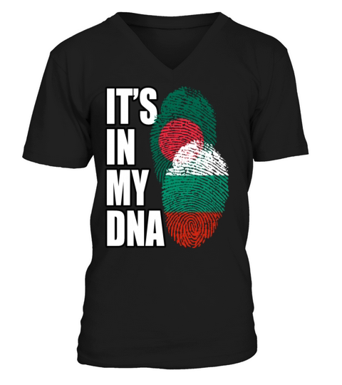 Bulgarian And Bangladeshi Mix Heritage DNA Flag V-Neck T-shirt