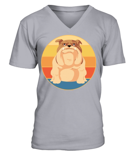 Bulldog Dog Breed Vintage Retro Sunset V-Neck T-shirt