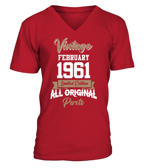 February 1961 Vintage Birthday Present V-Neck T-shirt