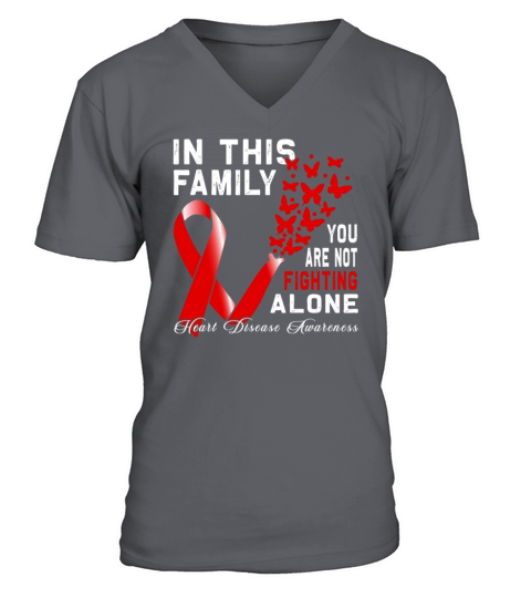 Fighter Family Red Ribbon Heart Disease V-Neck T-shirt