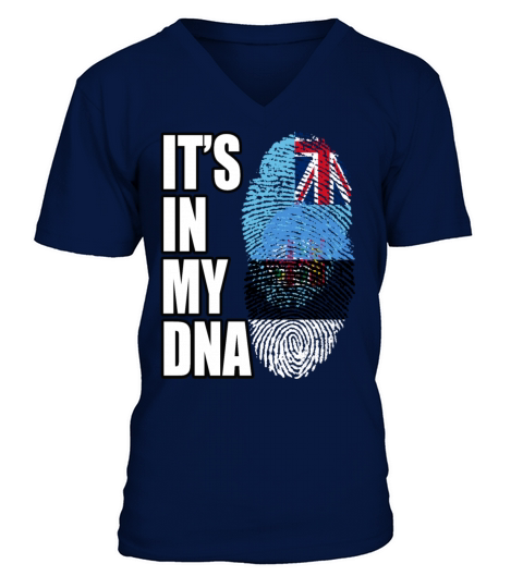 Fijian And Estonian Mix Heritage DNA Flag V-Neck T-shirt