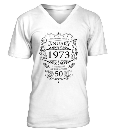 January 1973 Birthday Vintage 50th Birthday V-Neck T-shirt