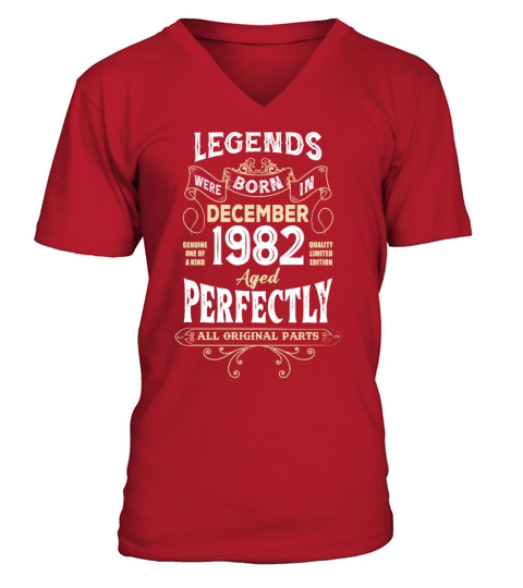 Legends Were Born In December 1982 Birthday V-Neck T-shirt