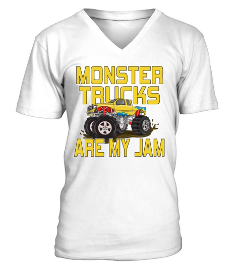 Monster Trucks Are My Jam Vintage Retro V-Neck T-shirt