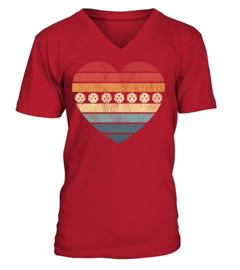 Pickleball Heart Retro Vintage V-Neck T-shirt