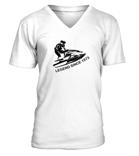 vintage 1973 birthday jet ski V-Neck T-shirt