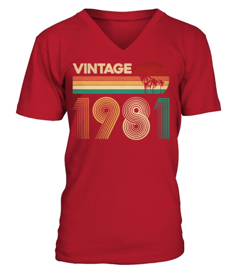 Vintage 1981 birthday gift men woman bday gifts V-Neck T-shirt