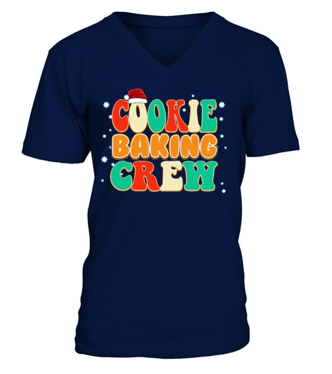 Vintage Color Christmas Cookie Baking Crew V-Neck T-shirt