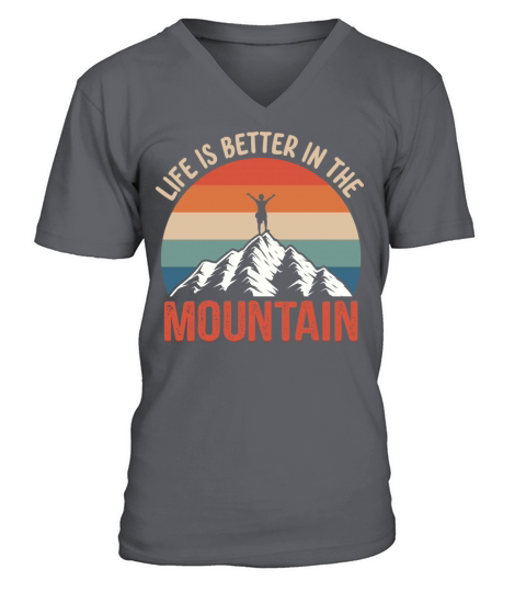 Vintage Mountains Climber Hiker V-Neck T-shirt