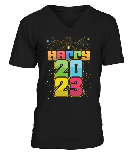 Vintage New Year 2023 Hello 2023 Groovy New Year V-Neck T-shirt