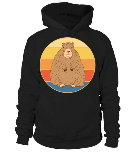 Cute Groundhog Retro Sunset Vintage Animal Lover Hoodie Unisex