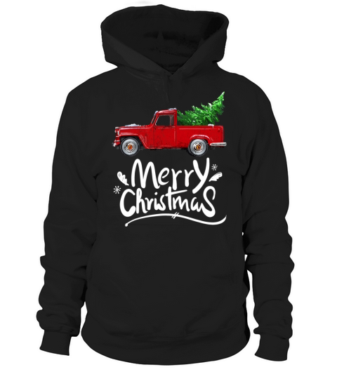 Vintage Wagon Red Truck Christmas Tree Pajama Hoodie Unisex