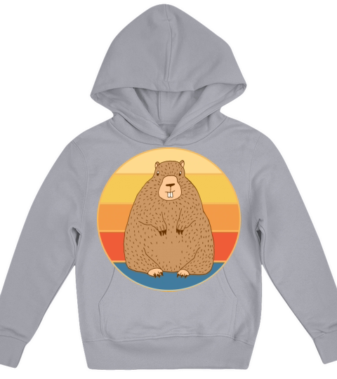 Cute Groundhog Retro Sunset Vintage Animal Lover Kids Hoodie