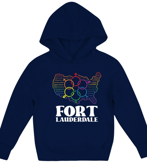 Fort Lauderdale Pride Flag Pride Month LGBTQ Flag Kids Hoodie